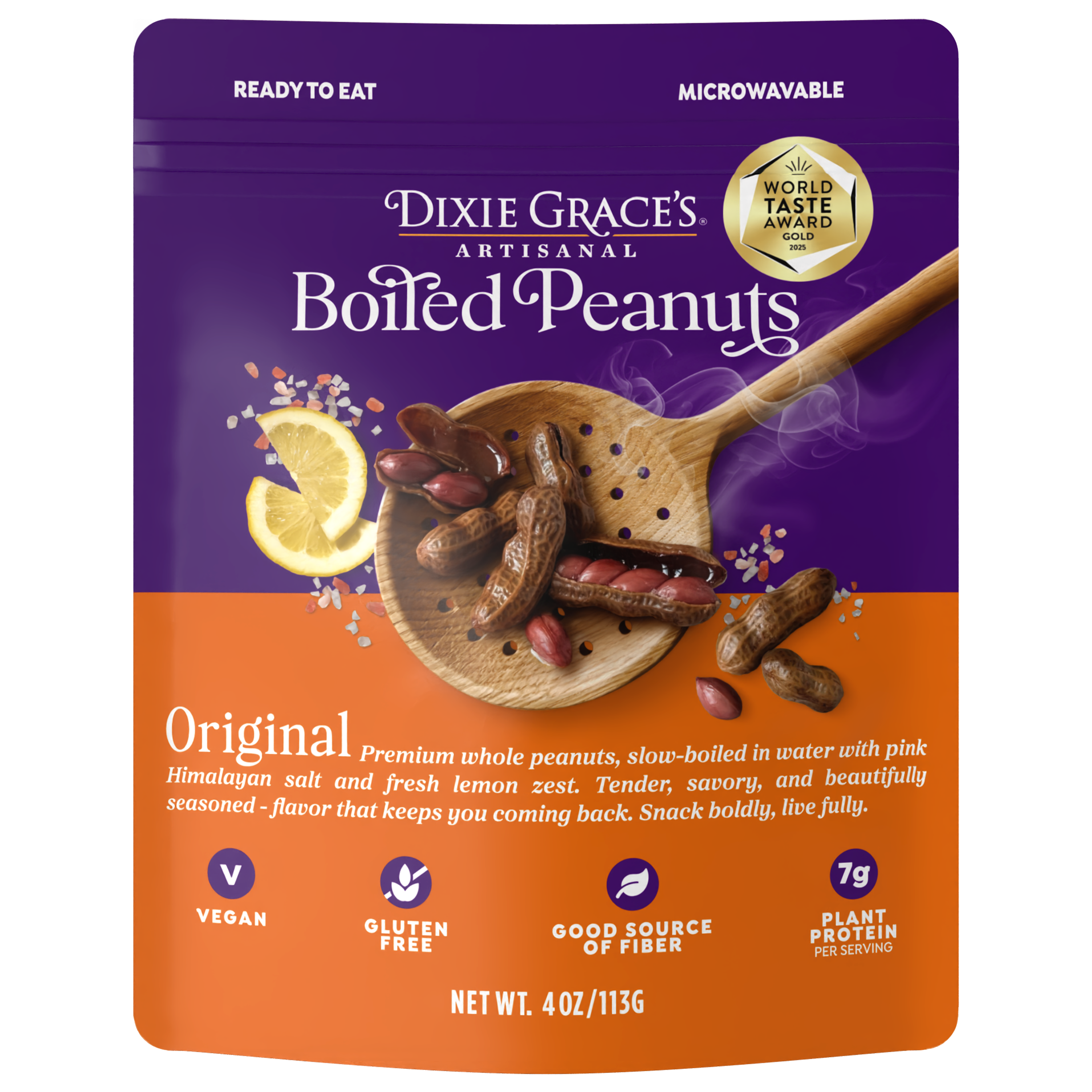 Dixie Grace's Original Boiled Peanuts pouch, front