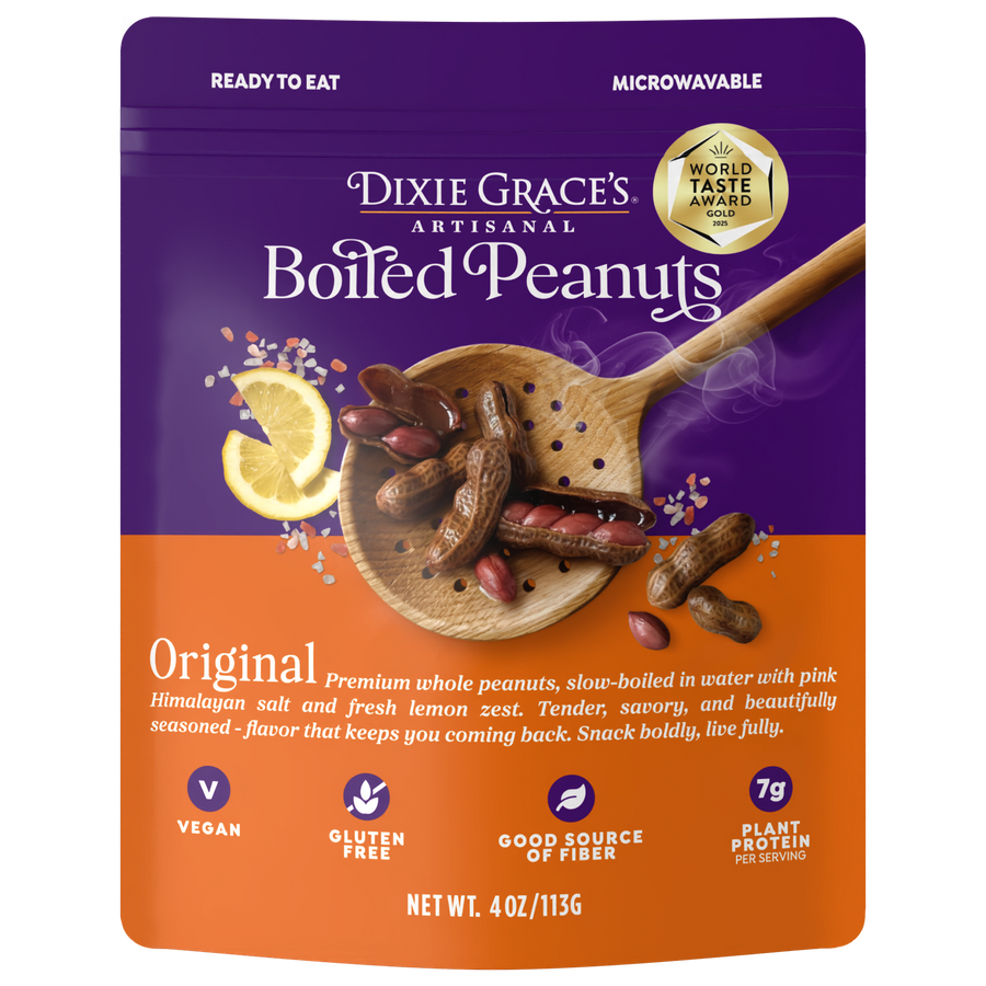 Dixie Grace's Original Boiled Peanuts pouch, front